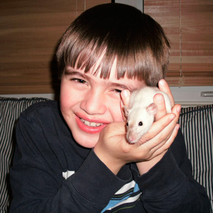 black eyed siamese rat baby with kid